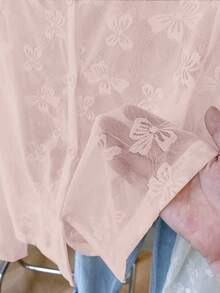 Casual, Versatile And Lightweight Jacket With Jacquard Butterfly Print. - Pink - View 5