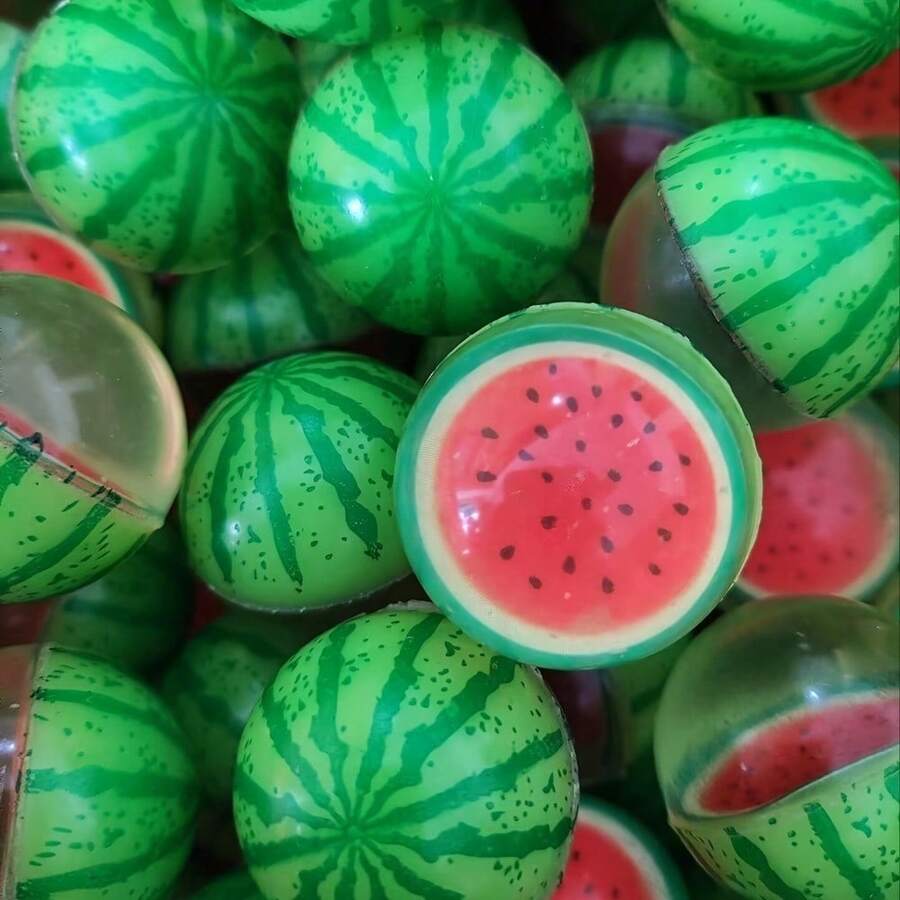 5/10/20/40pcs Watermelon Slice Bouncy Ball - Realistic 3.2cm Design, Solid Rubber For Desk Decor, Parties, Pet Play & Gacha Prizes - Multicolor - View 1