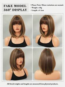 7JHH WIGS 蜂蜜棕短波波頭女用假髮,附瀏海,12英吋直髮合成纖維,免膠水耐熱纖維,逼真輕盈,適合日常與派對穿戴 - 挑染棕色 - 查看 6