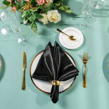8/24pcs Napkins Cloth Satin 43*43cm/17*17inch Square Elegant Solid Color Suitable For Wedding Birthday Party Graduation Ceremonies Family Reunions Bed And Breakfast Tables Business Lunches Graduation Ceremonies - Black - View 4