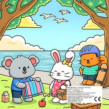 GDTME Cozy Travel Coloring Book, Cute Cartoon Animal Travel Scenes, Including Koala, Rabbit And Squirrel Picnic And City Landmark Illustrations, Suitable For Hand Coloring, Aesthetic Photo Props, Daily Stress Relief And Leisure Time - Coloring Book - View 12