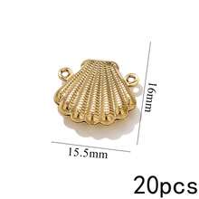 20Pcs Double Hole Link Connectors, 18K Gold Plated Stainless Steel Tarnish Resistant Heart Star Shell Moon Shape Charms For DIY Jewelry Making - Double Hanging Connector - View 8
