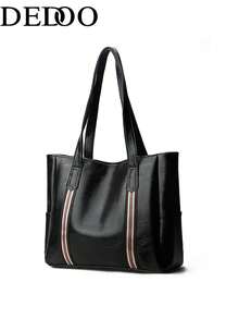 Dedoo Women's Tote Bag, Contrast Color Webbing Strap, Side Pockets, Multiple Inner Compartments, Large Capacity For Laptop And Books, Luxury Minimalist Style - Multicolor - View 6