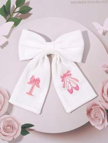1件女孩 A-Z 26字母白色與粉色布藝蝴蝶結髮夾，字母刺繡髮夾，優雅髮夾，適合花朵裝飾，兒童日常穿著，婚禮派對禮物 - 彩色 - 查看 28