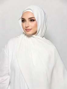 1pc 3 In 1 Instant Chiffon Hijab With Built-In Magnets And Undercap/All-In-One Instant Hijab--No Pins, Slip-Free Fit, Easy Wear In Seconds. - White - View 4