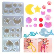 1pc DIY Silicone Mold, Suitable For Resin Crafts - Cat Paw And Bear Paw Prints, Heart And Star, Gemstone, Perfect For Making DIY Jewelry - White - View 2