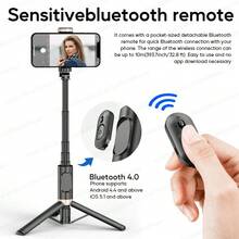 Foldable Wireless Selfie Stick Bluetooth Monopod With Fill Light,Multi-Angles Rotation Phone Holder With Remote Shutter,Stable Tripod Stand For Smartphone 16 15 14 13 12 Pro IOS Android - 查看 9