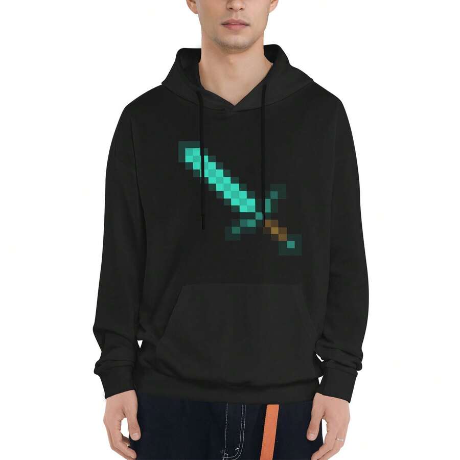 Men's Hoodie - Black Sweatshirt With Pockets | Men's Clothing For Fans, Thick Sweatshirts, Hoodie, Sweatshirts & T-Shirts S - 黑色 - 查看 1