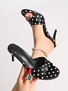 2026 Spring/Summer New Women's Mule Sandals With Medium-Thin Low Heel - Black - View 4