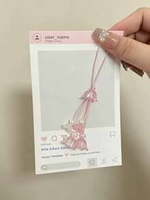 1件裝粉色鈴蘭手機掛繩手機殼吊飾 INS時尚手腕珠飾DIY裝飾鏈 CCD相機背帶鑰匙圈吊飾 女款 - 粉紅色風鈴花 - 查看 5