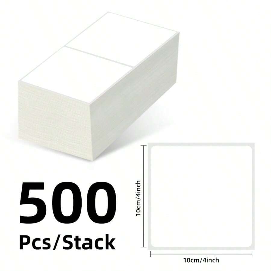 500張直熱式標籤貼紙 4"X6"(100*150) 郵資列印貼紙,打孔式,永久黏性,適用於 Royal Mail/FedEx 貨運物流,商用級,相容桌上型熱感印表機 - 100*100 mm-500張 - 查看 1