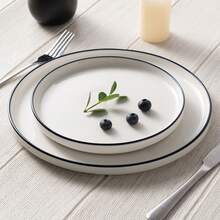 Richmount Dinner Set For 4/6, 12/18 Pieces Modern Porcelain Plates And Bowls Set, Dinnerware Sets Chip Resistant, Microwave & Dishwasher, Ceramic Dish Set Service For 4/6 - White and Blue - View 8