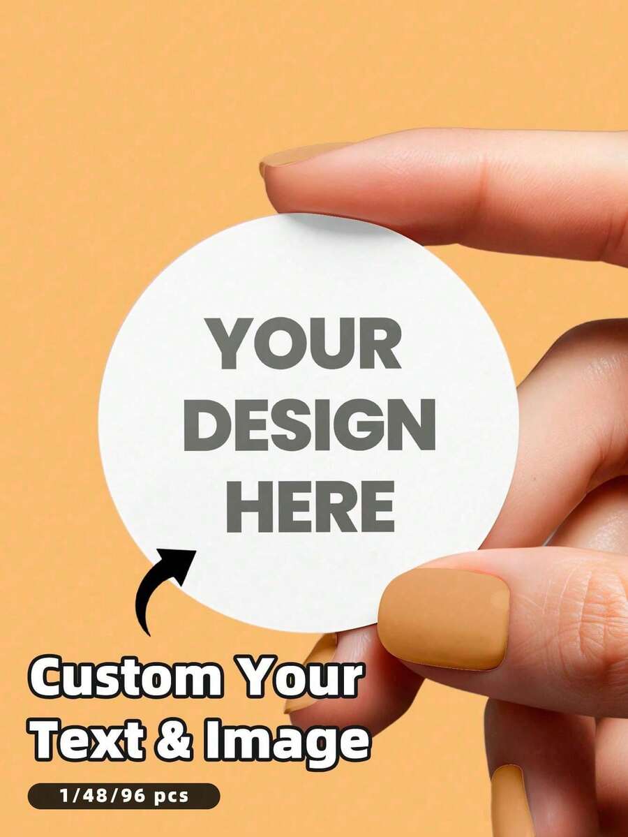 1/48/96pcs Customizable Round Text Stickers And Labels - Waterproof And Oil-Resistant, Multiple Sizes Available, Organizational Markers Or Souvenirs - Multicolor - View 1