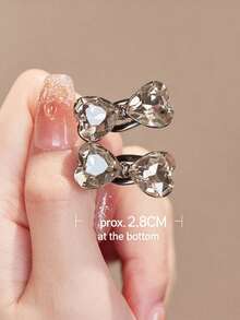 2pcs/Set Small Crystal Bow Side Alligator Hair Clips, Premium Rhinestone Hair Clips For Forehead Wisps And Mini Bangs, Gift, Travel, Women's Gift, Hair Accessories, Valentine's Day Hair Decor,Hair Claws - Multicolor - View 8