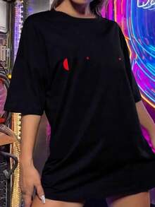Camisetas de mujer con estampado de guion para mujer - Negro - Ver 2