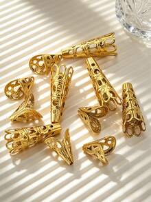 20Pcs Gold Filigree Cone Bead Caps, Metal Tassel End Caps Tarnish Resistant DIY Bracelet Necklace Cord Jewelry Findings - Bead Hat - View 6