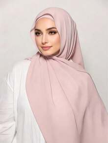 1pc 3 In 1 Instant Chiffon Hijab With Built-In Magnets And Undercap/All-In-One Instant Hijab--No Pins, Slip-Free Fit, Easy Wear In Seconds. - Leather Pink - View 4