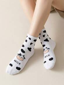 5 pares de calcetines de vaca de dibujos animados dulces y lindos - Multicolor - Ver 3