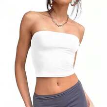 European And American Style Strapless Top For Women, Sheer And Sexy, Summer Sleeveless Top, Women's Fitted Clothing. - 114紅色 - 查看 6