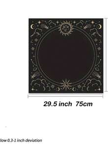 1pc Sun & Moon Altar Cloth Tarot Table Cloth Geometric Star Starry Sky Constellation Divination Cloth Witchcraft Astrology Decor - Black - View 9