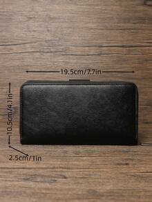 HOVI'S Cartera de hombre con correa larga para la muñeca - PU texturizado negro, múltiples ranuras para tarjetas, compartimento para teléfono, cierre con cremallera y broche, gran capacidad - Negro - Ver 10