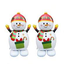 Standing Christmas Snowman Aluminum Foil Balloon With Base, Home Living Room Window Display Holiday Decoration Balloon, Party Photo Backdrop Decor - Multicolor - View 5