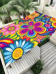 1pc Plant Leaf Floral Print Design Sunshade Awning, Outdoor Shade Cloth And Canopy, 2D Flat Printed Tent, Washable, Suitable For Garden, Camping, Beach, Yard, Poolside And More, Poles Not Included - Multicolor - View 44