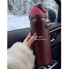 Ow Black Cherry Stainless Steel Bottle, With A Capacity Of 32 Oz (945 Ml), Can Retain Heat For Up To 24 H. Suitable For Brewing Coffee And Making Iced Drinks. The Design Is Exquisite And It Is Suitable For Use In Various Occasions. - Burgundy - View 3