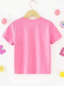 Girls' Round Neck T-Shirt With Letter And Flower Print "All My Hope Is In Jesus", Sweet And Versatile. - Army Green - View 3