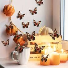 A Set Of 12pcs 3D Skeleton Butterfly Stickers For Halloween Wall Decoration - Multicolor - View 2