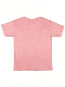 Summer 2026 Girls' Clothing, 1pc Fashionable Children's T-Shirt With Wildflower Graphic Print, Summer T-Shirt With Floral Wild Horse Personality In Black, White And Pink - 粉色 - 查看 2