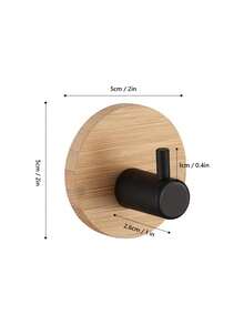 No-Drill Easy Round Bamboo Base Hook Strong Adhesive Wall Mount, Sturdy Storage Hook For Hat Bag Coat Accessory Organization, Practical Adhesive Hanger For Bedroom Kitchen Home Decor Wall - Multicolor - View 7