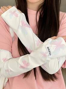 1 Pair Lightweight Breathable Soft Color Butterfly Pattern Sun Arm Sleeves, With Tag-Style Soft Cooling Arm Guards, Fashionable UV Protection Arm Covers, Suitable For Beach Travel And Daily Wear - Multicolor - View 13