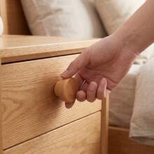 1pc/Set Round Solid Wood Cabinet Drawer Pull Handle, Single Hole Wardrobe Door Knob - single hole - View 4