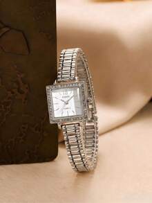 LIANDU Women's Watch New Style Rhinestone Inlaid Case Mixed Dial Design Elegant Fashion Quartz Watch Daily Wear Back To School Timekeeping Birthday Gift Also Ideal For Yourself Or Friends - Silver - View 6