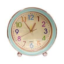 Analog Alarm Clock, Modern Design, Numbers And Colors - Blue - View 7