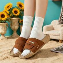 Adjustable Hook And Loop, Breathable, Shock-Absorbing, Soft And Comfortable Slippers For Men And Women, Suitable For Daily Wear And Play In Summer. - Classic Mocha Yellow - View 7