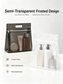 Frosted PVC Travel Storage Bag With Handle, Semi-Transparent Zipper Organizer Bag, Suitable For Underwear, Swimwear, Socks, Toiletries, Cosmetics, Gym Clothes, Beach, Pool, Travel And Home Use, 28 X 25 X 8 Cm - Multicolor - View 7