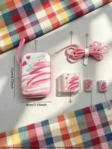 6pcs Leopard Print Heart Pattern Apple Phone Charger Protective Case Data Cable Storage Bag - Multicolor - View 3