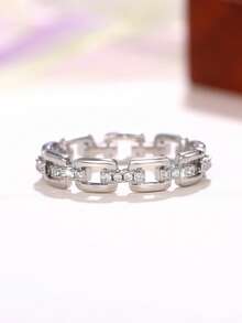 1 Stück süßer kubischer Zirkonia Ring, Damen Hochzeits-Verlobungs-Jahrestags-Schmuck Valentinstag Geschenk - Silber - Übersicht 4