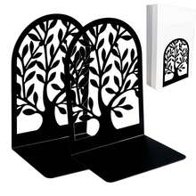 Black Metal Bookends Tree Of Life, Desktop Book Organizer, Bookshelf Book Holder, Non-Slip Book Stoppers, Office & Home Decor Rack - Multicolor - View 8