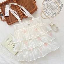 3-Color Tulle Cake Tote Bag, Multi-Layer Ruched Artistic Girl Travel Carry-On Shoulder Bag, Highly Attractive Tulle Girls Bag - Multicolor - View 12
