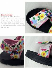 Sandal Olahraga Anak Unisex Sederhana yang Dapat Diatur dengan Perekat Velcro, Sandal Datar Kasual Luar Ruangan, Pantai, Ringan, Nyaman, dengan Ujung Terbuka dan Anti Selip - Berwarna merah muda - View 3