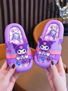 SANRIO 1雙女童可愛卡通拖鞋，軟底公主拖鞋，適合夏季戶外度假海灘穿著 - 紫色 - 查看 4