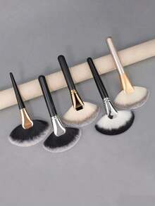 1 Stück großer fächerförmiger Make-up-Pinsel, multifunktionaler Pinsel für Puder, Foundation, Rouge, Concealer, weiche Borsten, 3-in-1 Make-up-Werkzeug, geeignet zum Fixieren von Puder und zum Erstellen eines hervorgehobenen Make-up-Looks - Verschiedenfarbig - Übersicht 2
