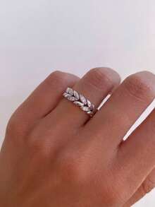 1pc Twisted Leaf Diamond Ring, Exquisite And Unique, Suitable For Women, Perfect For Parties And Balls, Fine Craftsmanship Jewelry - Leaf-wrapped Diamond - View 2
