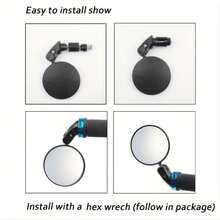HD Wide-Angle Bike Rearview Mirror - 360° Rotatable Handlebar End Mirrors For Mountain & Road Cycling - Black - View 8