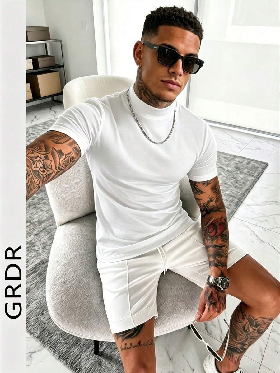 GRDR 男士时尚高领短袖T恤 | 精致设计 | 夏季必备 | 百搭易穿 | 展现你的风格