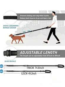 High-Strength Elastic Dog Leash - Comfortable Thickened Handle And Reflective Stitching - 6ft/4ft Suitable For Medium To Large Dogs - Multi-Functional 4-In-1 Leash With Safety Belt - Ideal For Training And Outings (New Black Version Without Safety Belt Buckle) - Multicolor - View 3