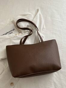 Bolso Tote de Lujo Ligero Nuevo Diseño de Moda PU de Alta Gama - Café - Ver 8